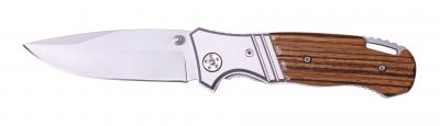 GR1711131099 STINGER Ножи складные STINGER. Нож складной Stinger, 90 мм - длина клинка, (серебристый), рукоять: сталь/дерево (серебристо-коричневый), с клипом, коробка картон
