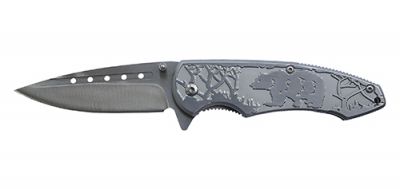 GR1711131093 STINGER Ножи складные STINGER. Нож складной Stinger, 85 мм (серебристый), рукоять: сталь/алюмин. (серебр.), с клипом, короб.картон