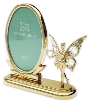 GS184061690 CRYSTOCRAFT. Фото рамка Crystocraft "Волшебная фея", золотистого цвета с бесцветными кристаллами, сталь