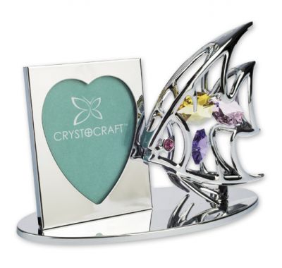 GS184061714 CRYSTOCRAFT. Фото рамка Crystocraft "Коралловая рыбка" серебристого цвета с цветными кристаллами, сталь