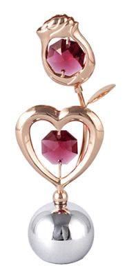 GS184061693 CRYSTOCRAFT. Держатель для визиток Crystocraft "Сердце с розой" розово-золотистого цвета с красными кристаллами