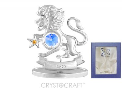 GS184061666 CRYSTOCRAFT Знаки Зодиака. Миниатюра Crystocraft "Знаки Зодиака — Лев" серебристого цвета с голубыми кристаллами, сталь