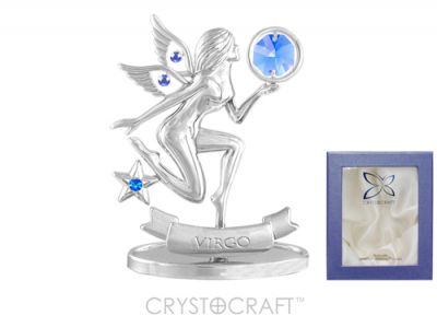 GS184061667 CRYSTOCRAFT Знаки Зодиака. Миниатюра Crystocraft "Знаки Зодиака — Дева" серебристого цвета с голубыми кристаллами, сталь
