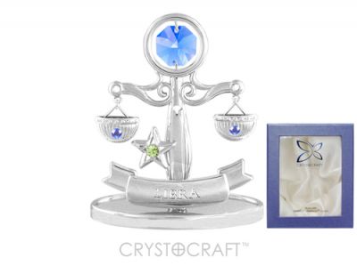 GS184061668 CRYSTOCRAFT Знаки Зодиака. Миниатюра Crystocraft "Знаки Зодиака — Весы" серебристого цвета с голубыми кристаллами, сталь