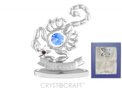 GS184061669 CRYSTOCRAFT Знаки Зодиака. Миниатюра Crystocraft "Знаки Зодиака — Скорпион" серебристого цвета с голубыми кристаллами, сталь