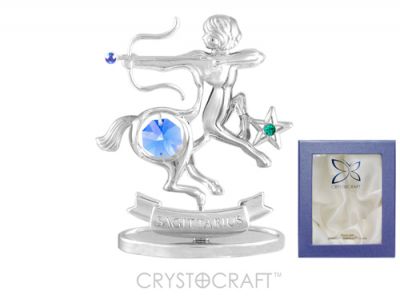 GS184061670 CRYSTOCRAFT Знаки Зодиака. Миниатюра Crystocraft "Знаки Зодиака — Стрелец" серебристого цвета с голубыми кристаллами, сталь