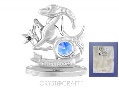 GS184061671 CRYSTOCRAFT Знаки Зодиака. Миниатюра Crystocraft "Знаки Зодиака — Козерог" серебристого цвета с голубыми кристаллами, сталь