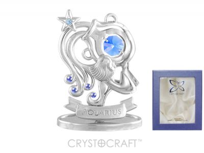 GS184061672 CRYSTOCRAFT Знаки Зодиака. Миниатюра Crystocraft "Знаки Зодиака — Водолей" серебристого цвета с голубыми кристаллами, сталь