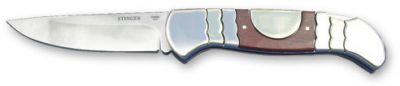GR1711131110 STINGER Ножи складные STINGER. Нож складной Stinger, 95 мм - длина клинка, (серебристый), рукоять: сталь/дерево (серебристо-коричневый), картонная коробка