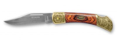 GR1711131074 STINGER Ножи складные STINGER. Нож складной Stinger, 100 мм - длина клинка, рукоять: сталь/дерево (золотисто-коричневый), коробка дерево