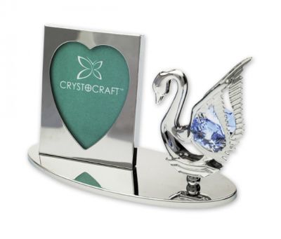 GS184061715 CRYSTOCRAFT. Фото рамка Crystocraft "Маленький лебедь" серебристого цвета с голубыми кристаллами, сталь