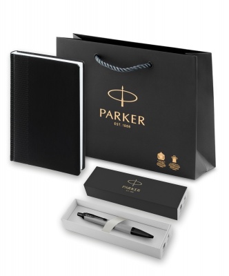 PRPRBLK2127752 Parker IM. Подарочный набор: Шариковая ручка Parker PK IM MGREY BT , стержень Mblue в подарочной упаковке и Ежедневник  недатированный черный