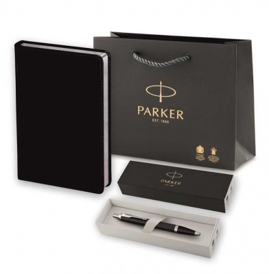 PRR2143632 Parker IM. Подарочный набор: Шариковая ручка Parker IM Mat Black CT лак матовый, стержень: M  blue и Ежедневник черный