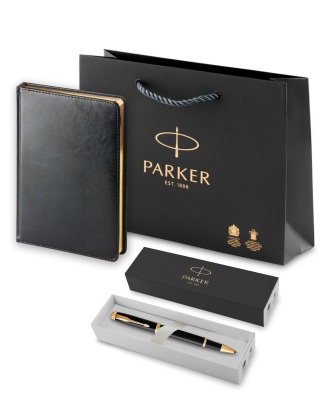 PR2S-MLT65MAL Parker IM. Подарочный набор: Ежедневник и Ручка-роллер Parker IM, цвет: Black GT