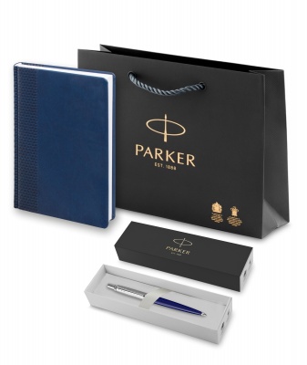 PR2S-MLT11MAL Parker Jotter. Подарочный набор: Ежедневник недатированный и Шариковая ручка Parker Jotter K160, цвет: Blue
