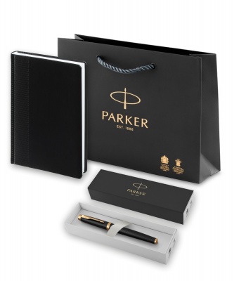 PR60S-MLT15 Parker IM Premium. Подарочный набор: Ежедневник недатированная и Ручка роллер Parker IM Premium Core Black GT