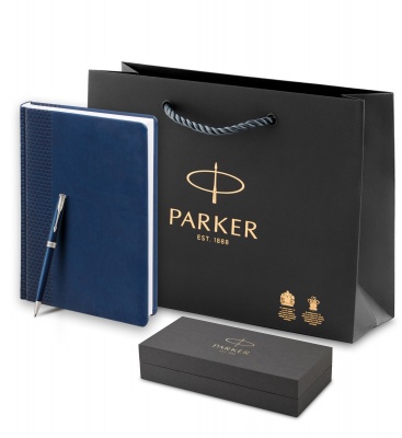 PRPRBLU1931536 Parker Sonnet. Подарочный набор: Шариковая ручка Sonnet Blue Lacquer CT и Ежедневник недатированный синий