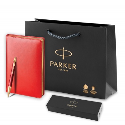 PRPRRDG2143644 Parker IM. Подарочный набор: Шариковая ручка Parker IM Premium K318 Red GT, цвет чернил синий и красный ежедневник с золотым срезом