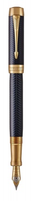 PR20F-MLT55 Parker Duofold. Перьевая ручка Parker Duofold Prestige Centennial, Blue Chevron GT Foutain Pen Medium, перо:M , цвет чернил: black, в подарочной упаковке.