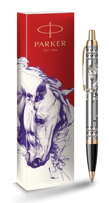 PR60B-SLR2G Parker IM. Шариковая ручка Parker IM Horse Special Edition, цвет: St. Steel GT, стержень: Mblue в подарочной коробке