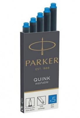 PR7Z-BLU31 Parker Комплектующие. Картридж с чернилами для перьевой ручки Parker Quink, Washable Blue, упаковка из 5 шт.