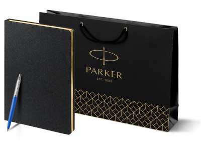 PRPRRDG2076052 Parker Jotter. Подарочный набор: Шариковая ручка Parker Jotter ORIGINALS BLUE CT, стержень: Mblue  и Ежедневник недатированный черный с золотистым с