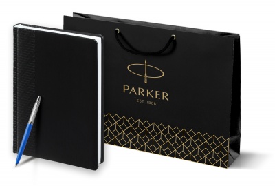 PRPRBLK2076052 Parker Jotter. Подарочный набор: Шариковая ручка Parker Jotter ORIGINALS BLUE CT, стержень: Mblue  и Ежедневник недатированный черный