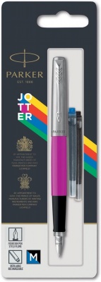 PR4F-PNK1C Parker Jotter. Перьевая ручка Parker Jotter, цвет MAGENTA, цвет чернил синий/черный, толщина линии M, В БЛИСТЕРЕ