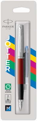 PR4F-RED1C Parker Jotter. Перьевая ручка Parker Jotter, цвет ORIGINALS RED CT, цвет чернил синий/черный, толщина линии M, В БЛИСТЕРЕ