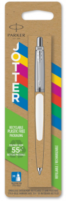 PR4B-WHT2C Parker Jotter. Шариковая ручка Parker Jotter ORIGINALS WHITE CT, стержень: Mblue ЭКО-УПАКОВКА