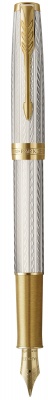 PR50F-SLRGT Parker Sonnet. Перьевая ручка Parker Sonnet Silver Mistral GT, перо: F, цвет чернил: black, в подарочной упаковке