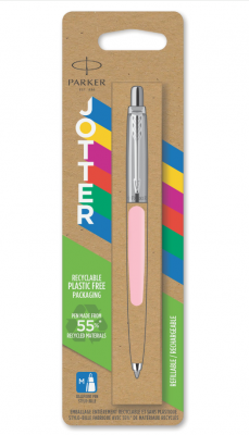 PR4B-PNK3C Parker Jotter. Шариковая ручка Parker Jotter, цвет BABY PINK, цвет чернил синий, толщина линии M , в блистере