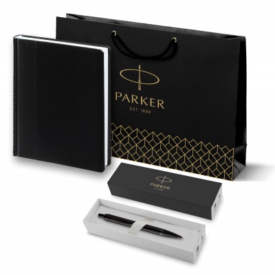 PR60B-SETBLK1B Parker Parker IM. Подарочный набор Parker: черный ежедневник и черная шариковая ручка Parker IM Black Edition, цвет чернил синий