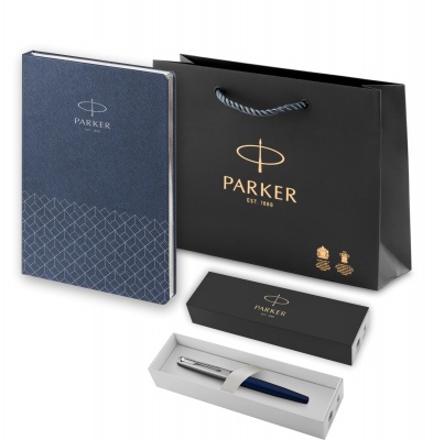 PRPS2030950 Parker Jotter. Подарочный набор: Ручка перьевая Parker Jotter Royal Blue CT, Mblue и Ежедневник недатированный, синий