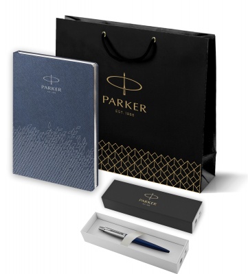 PRPSBL1953186 Parker Jotter. Подарочный набор: Шариковая ручка Parker Jotter Essential, Royal Blue CT и Ежедневник недатированный, синий