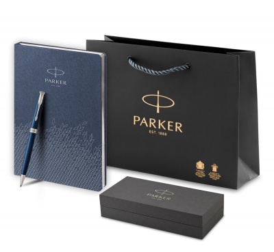 PRPSB1931536 Parker Sonnet. Подарочный набор: Шариковая ручка Sonnet Blue Lacquer CT и Ежедневник недатированный синий