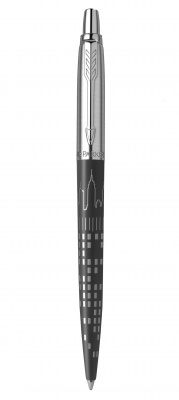 PR50B-BLK7C Parker Jotter. Шариковая ручка Parker Jotter New York Black CT, стержень: M, цвет чернил: blue, в подарочной упаковке