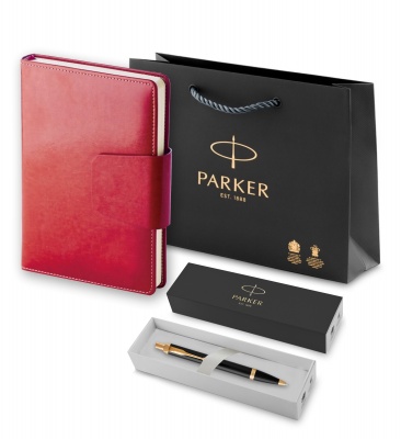 PROARD1931666 Parker Parker IM. Подарочный набор: Шариковая ручка Parker IM Metal Black GT и Ежедневник недатированный А5 красный