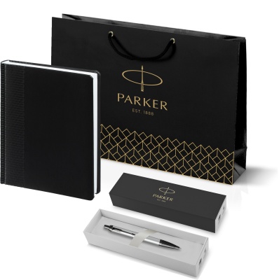 PRPRBLK2127752 Parker Parker IM. Подарочный набор: Шариковая ручка Parker PK IM MGREY BT , стержень Mblue в подарочной упаковке и Ежедневник  недатированный черный