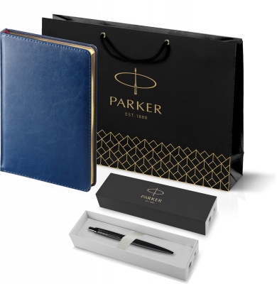 PRKRBLUG2122753 Parker Jotter XL. Подарочный набор: Шариковая ручка Parker  Jotter XL SE20 Monochrome в подарочной упаковке, цвет: Black, стержень: Mblue и Ежедневник синий недатирован