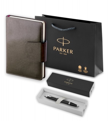 PROABLK2143632 Parker IM. Подарочный набор: Шариковая ручка Parker IM Mat Black CT и Ежедневник недатированный А5 черный