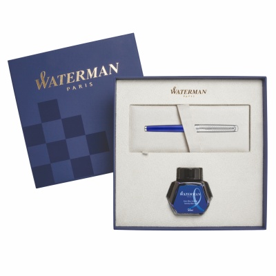 WT21F-BLU5CT Waterman Hemisphere. Подарочный набор Перьевая ручка Waterman GRADUATE ALLURE, цвет: черный, перо: F с чернилами