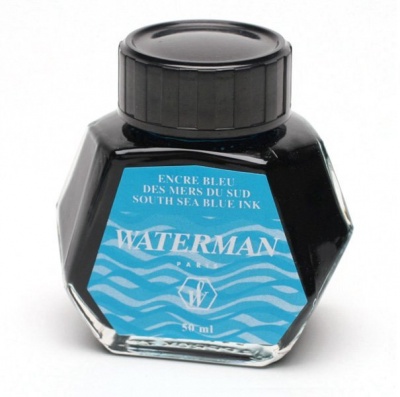 WT13Z-BLU9 Waterman Комплектующие. Флакон с чернилами Waterman для перьевой ручки, цвет: South Sea Blue