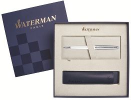 WT8B-WHT2Cover Waterman Hemisphere. Подарочный набор Шариковая ручка Waterman Hemisphere Deluxe, White CT с чехлом